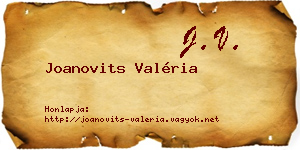 Joanovits Valéria névjegykártya